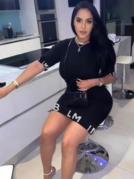 Kadınlar için gündelik elbiseler mini uzun kollu elbiseler moda mektuplar baskılı etekler bodycon seksi ince elbise giysi