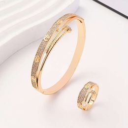New Nail Design Fashion Ring Bracelet Set Personality Diamond Zircon Sparkly Ring Jewellery Set