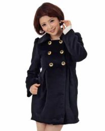 Blends Sales Japan Liz Lisa Indigo Double Breasted Woolen Coat Wool Blended Thick Lace Over Coats