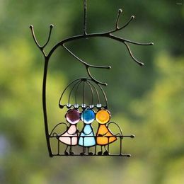 Christmas Decorations Stained Plastics Angels Couple Doll Window Hangings Sun Catcher Art Hanging Pendant Wall Door Decoration For Home