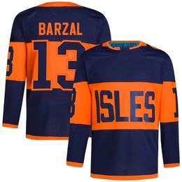 2024 Stadium Series Mathew Barzal 13 Sorokin 30 New York Hockey Jerseys Navy S-XXXL Stitched Men Jersey