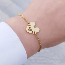 Charm Bracelets Punk Mouse Ears Skull Bracelet For Women And Girl Chain Stainless Steel Pulseras Mujer Friend Gift