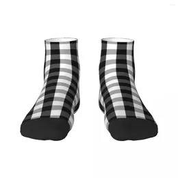 Men's Socks Black White Gingham Plaid Dress Mens Womens Warm Fashion Cheque Pattern Crew