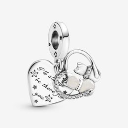 100% 925 Sterling Silver Cats & Hearts Dangle Charms Fit Original European Charm Bracelet Fashion Women Wedding Engagement Jewelry251O