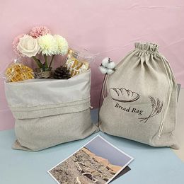 Storage Bags Reusable Cotton Linen Bread Bag Plastic Lined For Homemade Keep Sourdough Fresh