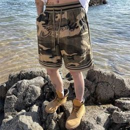 Men's Shorts Camouflage letter embroidered street shorts summer loose brushed Y2K shorts fashionable casual sports shorts womens Q240305