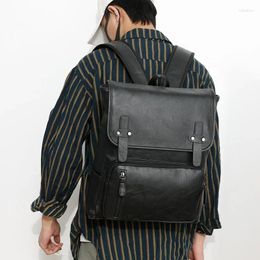 Backpack 2024 Fashion Men PU Leather Waterproof Backpacks Casua Daily Travel Multifunction Student Leisure Satchel Shoulder Bags Sac