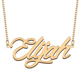 Elijah Name Necklace Pendant for Women Girls Birthday Gift Custom Nameplate Kids Best Friends Jewellery 18k Gold Plated Stainless Steel