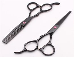 55quot 16cm Japan 440C Left Hand Scissors Customised Logo Black Professional Human Hair Scissors Barberquots Hairdressing Sal9898184