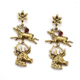 Dangle Earrings 2024 Top Quality Antique Bronze Animal Elks And Deer Antlers Long Women Retro Statement Metal Jewellery