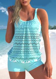 Swimwear New Tankini 2023 Women Swimming Two Piece Suit Beach Swimsuit Plus Size 5XL Mesh Solid Tank Tops Print/Solid High Waist Trunks