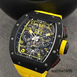 Diamond Watch Designer Wristwatch RM Wrist Watch RM011-FM Automatic Mechanical Rm011 Black Carbon Limited Edition Fashion Leisure Business Sports Chronograph