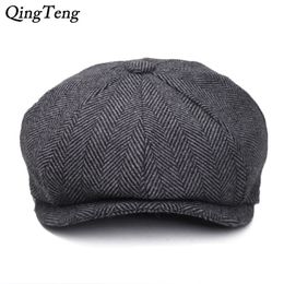 Peaky Blinders Men Berets Hat Autumn New Vintage Herringbone Octagon Cap Women'S Casual Pumpkin Hat Gatsby Flat Beret Hats Y2335R