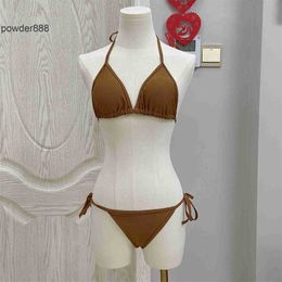 Designer Sexy Bikini Set for Women Bandage Swimsuit Twopieces Crop Top Swimwear Thong Bathing Suit High Waist Beachwear I06L