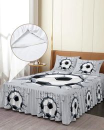 Bed Skirt Football Wall Broken Elastic Fitted Bedspread With Pillowcases Protector Mattress Cover Bedding Set Sheet