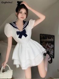 Dress Sailor Collar Dresses Women Sweet Ball Gown Mini Princess Tender Korean Style Chic Summer Gentle Girlish Vestidos New Streetwear