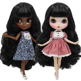 ICY DBS Blyth doll 30cm Customised 16 BJD nude joint body black mixed hair for girl gift 240305