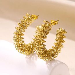 Stud Earrings Stainless Steel Hyposensitivity Piercing For Women Vintage Hyperbole Earring 18 K Gold Color Geometry Jewelry