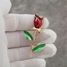 Brooches Q088 BIGBING Fashion Jewelry Golden Red Crystal Rose Female Brooch High Quality Nickel Free