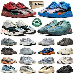 Com Box Designer Sapatos 700 V3 Running Shoes Azael Argila Marrom Sal Fade Carbono Brilhante Ciano MNVN Triplo Preto 700 Mens Sport Trainer Sneaker Tamanho 36-48