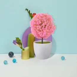 Decorative Flowers 2 Pcs Simulated Potted Plant Fake Plants With Artificial Decor Desk Bonsai Mini