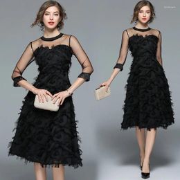 Casual Dresses Tassel Feather Dress For Women Sleeves Length Gauze Temperament Princess Skirt Fluffy Summer