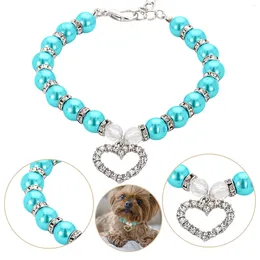 Dog Apparel Pearls Love Heart Diamonds Collar Pet Chain Cat Adjustable Diamond Flash Accessories 5G