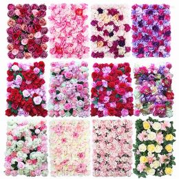 Decorative Flowers 40X60cm Silk Rose Flower Wall Artificial Wedding Decor Pography Backdrops Hair Salon Background Fake 2024305