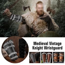 Stage Wear Steampunk Medieval Arm Gauntlets PU Leather Armor Bracer Men Armguards Samurai Knight Wristband Cosplay Costume Props