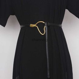 Belts Long Cow Leather Self-tie Waistband Women Vintage Metal Clasp Women Winter Dress Genuine Leather New 240305