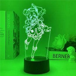 Genshin Impact Game Character Stand Model Plate Klee Diluc Venti Qiqi Barbara Zhongli Xiao Acrylic Standing Sign Led Night Light Y288y