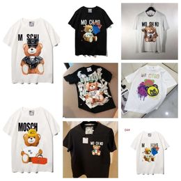 Fashion Womens T-shirt summer new high quality short sleeve Brand designer tees Color the bear round neck cotton Italy luxury mens womens loose Moschino T-shirt sf