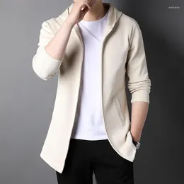 Männer Jacken High-End-Marke Designer Casual Mode Koreanischen Stil Zipper Für Männer Einfarbig Mit Kapuze Kleidung