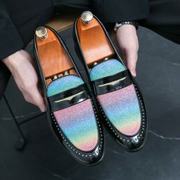 Luxury Men Fashion Designer Casual shoes sequin Business Formal Classic Men Shoes Platform non-slip Loafers 38-46