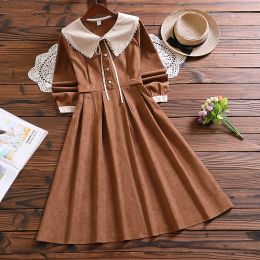 Dresses Japan Style New Arrival Autumn Winter Fashion Bow Cute Sweet Dress Mori Girl Long Sleeve Vintage Vestidos