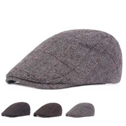 Autumn Winter Wool Felt Men Newsboy Hat Flat Ivy Gatsby Cap Warm Male Berets Old Man Warm Peaked Cap Casual Forward Hats258k