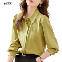 Shirt NAVIU High End Embroidery Shirt Women New Autumn Temperament Formal Long Sleeve Blouses Office Ladies Work Tops White