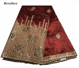 Wine Red Sewing Crafts Embroidery Nigerian High Quality Raw Silk African George Lace Fabric Women Dress Mesh French Sequins Fabric5293333