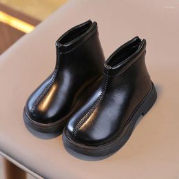 Boots Spring Autumn Kids Non-slip Comfortable Leather Children's Rubber Outsole Zipper Ankle Boys Girls Casual Shoes