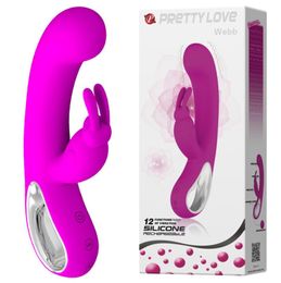 Pretty Love Sex Products For Woman 12 Speed Gspot Massage Rod With Rabbit Vibrator USB Rechargeable Female Masturbation Sex Toy q2301172