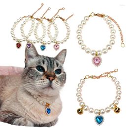 Dog Collars Pet Pearl Collar Princess Bells Necklace Cat Jewellery Cute Puppy Accessories Chain Chihuahua Wedding