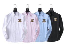 Дизайнерские мужские повседневные рубашки, качественные дизайнерские деловые футболки, классическая рубашка с длинным рукавом, однотонная блузка с надписью весна-осень