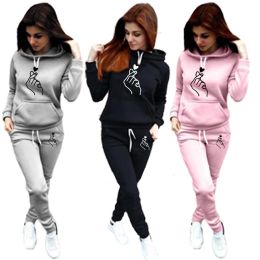 Suits Fashion Women Track Suits Sports Wear Jogging Suits Ladies Hooded Tracksuit Set Clothes Hoodies+Sweatpants Sweat Suits