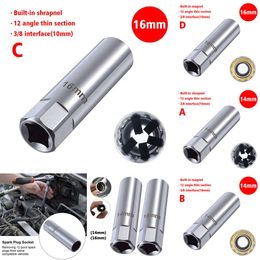 New Universal Sleeve Wrench 3/8" Socket Magnetic Removal Thin Angle Wall Spark Plug 16Mm Tools Car 14Mm 12-Point J2m7