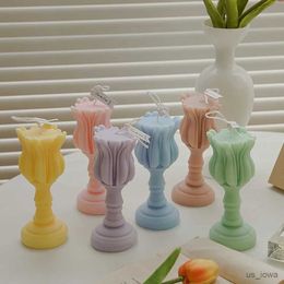 Candles 3D Tulip Shape Candle Mold Tulip Flower Craft Art Silicone Mold for DIY Handmade Mould Candle Handmade Soap Home Decoration