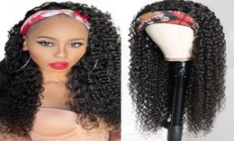 Water Wave Glueless Human Hair Wigs Indian Headband Wig For Black Women Long Hair 1030Inch Curly Headband Wig3469628