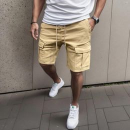 Men's Shorts Summer Male Casual Solid Colour Trousers Pant Cargo Pocket Fashion Slim Fit Drawstring