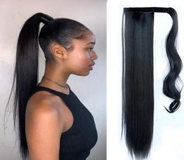 Soft Straight Human Hair Ponytails Clip In On Hair Extensions Pony tail 22inch 140g Real Remy Straight Hair Pieces More 4 Colours O1545208