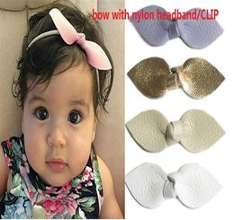 2 75 inch mini Baby Girls Leather Knot Hair bows bow clips leather bow headbands Hair girls accessories 50pcs 337t2620636