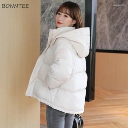 Women's Trench Coats Hooded Parkas Women 5 Colors Winter Warm Simple Chic Short Style Thicken Baggy Fashion Ulzzang Comfort Daily Clothes